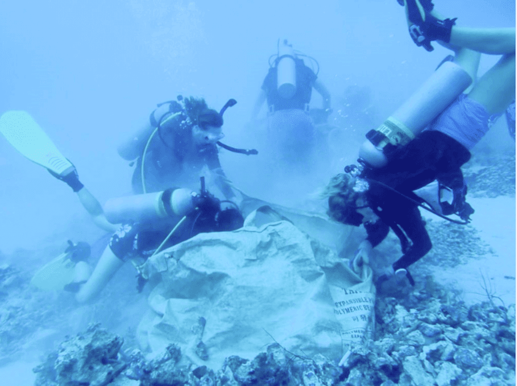 Divers clean up