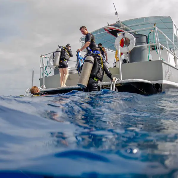 Scuba diving boat in Cayman Islands