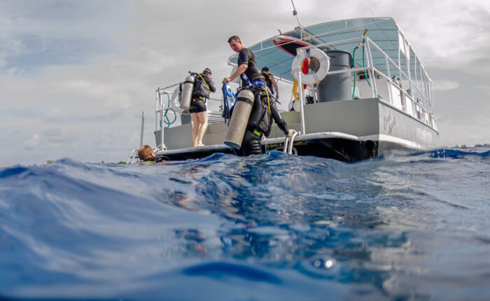 Scuba diving boat in Cayman Islands